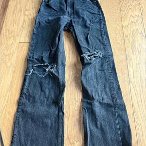 Zara Women's Black Distressed Flare Jeans